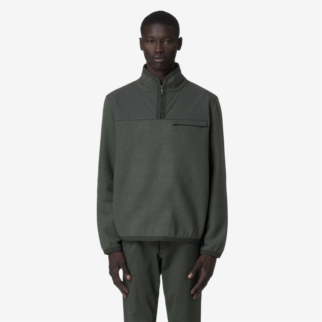 FLEURY WOOL NYLON MIX - Polaire - Pull-over - Homme - GREEN BLACKISH -Blue Airforce